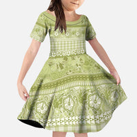 Hawaiian Hibiscus Honu Family Matching Puletasi and Hawaiian Shirt Sage Green Mele Kalikimaka Palaka Spirit - Polynesian Pride