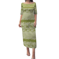 Hawaiian Hibiscus Honu Family Matching Puletasi and Hawaiian Shirt Sage Green Mele Kalikimaka Palaka Spirit - Polynesian Pride