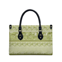 Hawaiian Hibiscus Honu Leather Bag Sage Green Mele Kalikimaka Palaka Spirit - Polynesian Pride