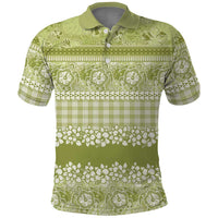 Hawaiian Hibiscus Honu Polo Shirt Sage Green Mele Kalikimaka Palaka Spirit - Polynesian Pride