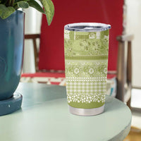 Hawaiian Hibiscus Honu Tumbler Cup Sage Green Mele Kalikimaka Palaka Spirit - Polynesian Pride