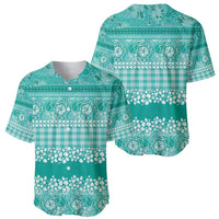 Hawaiian Hibiscus Honu Baseball Jersey Turquoise Mele Kalikimaka Palaka Spirit - Polynesian Pride