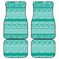 Hawaiian Hibiscus Honu Car Mats Turquoise Mele Kalikimaka Palaka Spirit - Polynesian Pride