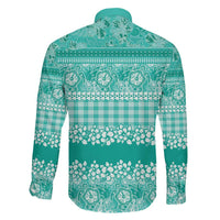 Hawaiian Hibiscus Honu Family Matching Off The Shoulder Long Sleeve Dress and Hawaiian Shirt Turquoise Mele Kalikimaka Palaka Spirit - Polynesian Pride