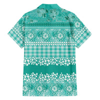 Hawaiian Hibiscus Honu Family Matching Off Shoulder Maxi Dress and Hawaiian Shirt Turquoise Mele Kalikimaka Palaka Spirit - Polynesian Pride