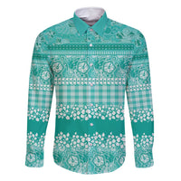 Hawaiian Hibiscus Honu Family Matching Off Shoulder Maxi Dress and Hawaiian Shirt Turquoise Mele Kalikimaka Palaka Spirit - Polynesian Pride