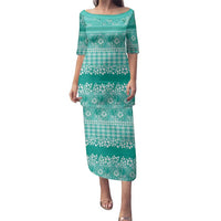 Hawaiian Hibiscus Honu Family Matching Puletasi and Hawaiian Shirt Turquoise Mele Kalikimaka Palaka Spirit - Polynesian Pride
