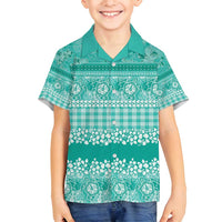 Hawaiian Hibiscus Honu Family Matching Puletasi and Hawaiian Shirt Turquoise Mele Kalikimaka Palaka Spirit - Polynesian Pride