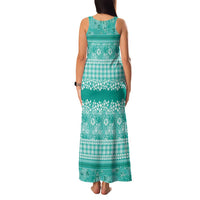 Hawaiian Hibiscus Honu Family Matching Tank Maxi Dress and Hawaiian Shirt Turquoise Mele Kalikimaka Palaka Spirit - Polynesian Pride