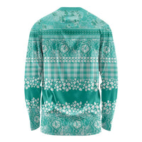 Hawaiian Hibiscus Honu Long Sleeve Shirt Turquoise Mele Kalikimaka Palaka Spirit - Polynesian Pride