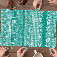 Hawaiian Hibiscus Honu Puzzle Turquoise Mele Kalikimaka Palaka Spirit - Polynesian Pride
