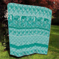 Hawaiian Hibiscus Honu Quilt Turquoise Mele Kalikimaka Palaka Spirit - Polynesian Pride