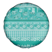 Hawaiian Hibiscus Honu Spare Tire Cover Turquoise Mele Kalikimaka Palaka Spirit - Polynesian Pride