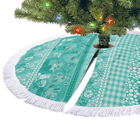 Hawaiian Hibiscus Honu Tree Skirt Turquoise Mele Kalikimaka Palaka Spirit - Polynesian Pride