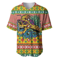 Hawaiian Pineapples Skull Baseball Jersey Mele Kalikimaka Palaka Quilt Pattern LT9 Yellow - Polynesian Pride