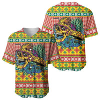 Hawaiian Pineapples Skull Baseball Jersey Mele Kalikimaka Palaka Quilt Pattern LT9 - Polynesian Pride