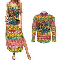 Hawaiian Pineapples Skull Couples Matching Summer Maxi Dress and Long Sleeve Button Shirt Mele Kalikimaka Palaka Quilt Pattern LT9 Yellow - Polynesian Pride