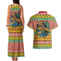 Hawaiian Pineapples Skull Couples Matching Tank Maxi Dress and Hawaiian Shirt Mele Kalikimaka Palaka Quilt Pattern - Polynesian Pride