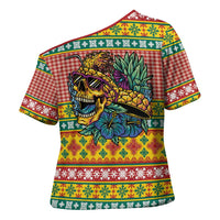 Hawaiian Pineapples Skull Cross Shoulder Shirt Mele Kalikimaka Palaka Quilt Pattern LT9 - Polynesian Pride
