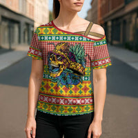 Hawaiian Pineapples Skull Cross Shoulder Shirt Mele Kalikimaka Palaka Quilt Pattern LT9 - Polynesian Pride
