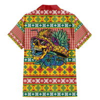 Hawaiian Pineapples Skull Family Matching Mermaid Dress and Hawaiian Shirt Mele Kalikimaka Palaka Quilt Pattern - Polynesian Pride