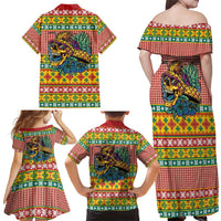 Hawaiian Pineapples Skull Family Matching Off Shoulder Maxi Dress and Hawaiian Shirt Mele Kalikimaka Palaka Quilt Pattern - Polynesian Pride
