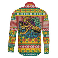 Hawaiian Pineapples Skull Family Matching Off Shoulder Maxi Dress and Hawaiian Shirt Mele Kalikimaka Palaka Quilt Pattern - Polynesian Pride
