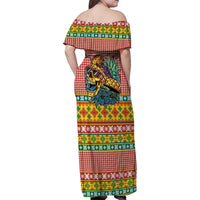Hawaiian Pineapples Skull Family Matching Off Shoulder Maxi Dress and Hawaiian Shirt Mele Kalikimaka Palaka Quilt Pattern - Polynesian Pride