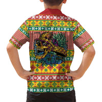 Hawaiian Pineapples Skull Family Matching Off Shoulder Short Dress and Hawaiian Shirt Mele Kalikimaka Palaka Quilt Pattern - Polynesian Pride