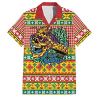 Hawaiian Pineapples Skull Hawaiian Shirt Mele Kalikimaka Palaka Quilt Pattern LT9 Yellow - Polynesian Pride
