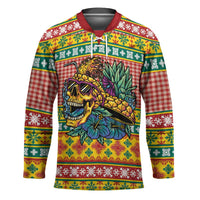 Hawaiian Pineapples Skull Hockey Jersey Mele Kalikimaka Palaka Quilt Pattern LT9 Unisex Yellow - Polynesian Pride