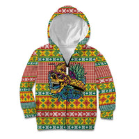 Hawaiian Pineapples Skull Kid Hoodie Mele Kalikimaka Palaka Quilt Pattern - Polynesian Pride