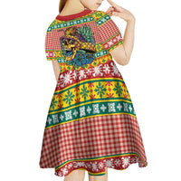 Hawaiian Pineapples Skull Kid Short Sleeve Dress Mele Kalikimaka Palaka Quilt Pattern LT9 - Polynesian Pride
