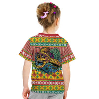 Hawaiian Pineapples Skull Kid T Shirt Mele Kalikimaka Palaka Quilt Pattern LT9 - Polynesian Pride