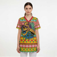 Hawaiian Pineapples Skull Scrub Top Mele Kalikimaka Palaka Quilt Pattern - Polynesian Pride