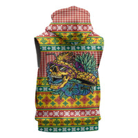 Hawaiian Pineapples Skull Sleeveless Zip Hoodie Mele Kalikimaka Palaka Quilt Pattern LT9 - Polynesian Pride