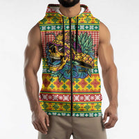 Hawaiian Pineapples Skull Sleeveless Zip Hoodie Mele Kalikimaka Palaka Quilt Pattern LT9 - Polynesian Pride