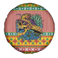 Hawaiian Pineapples Skull Spare Tire Cover Mele Kalikimaka Palaka Quilt Pattern - Polynesian Pride