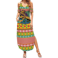 Hawaiian Pineapples Skull Summer Maxi Dress Mele Kalikimaka Palaka Quilt Pattern LT9 Women Yellow - Polynesian Pride