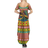 Hawaiian Pineapples Skull Summer Maxi Dress Mele Kalikimaka Palaka Quilt Pattern LT9 - Polynesian Pride