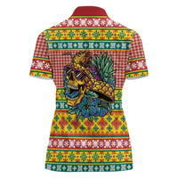 Hawaiian Pineapples Skull Women Polo Shirt Mele Kalikimaka Palaka Quilt Pattern LT9 - Polynesian Pride