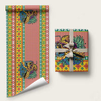 Hawaiian Pineapples Skull Wrapping Paper Mele Kalikimaka Palaka Quilt Pattern - Polynesian Pride