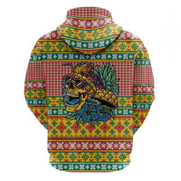 Hawaiian Pineapples Skull Zip Hoodie Mele Kalikimaka Palaka Quilt Pattern - Polynesian Pride
