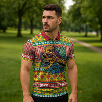 Hawaiian Pineapples Skull Zipper Polo Shirt Mele Kalikimaka Palaka Quilt Pattern LT9 - Polynesian Pride