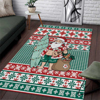 Hawaiian Funny Santa Surf Area Rug Mele Kalikimaka Palaka Quilt Pattern - Polynesian Pride