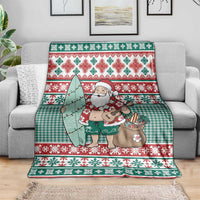 Hawaiian Funny Santa Surf Blanket Mele Kalikimaka Palaka Quilt Pattern - Polynesian Pride