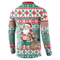 Hawaiian Funny Santa Surf Button Sweatshirt Mele Kalikimaka Palaka Quilt Pattern - Polynesian Pride