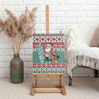 Hawaiian Funny Santa Surf Canvas Wall Art Mele Kalikimaka Palaka Quilt Pattern - Polynesian Pride