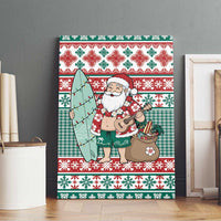 Hawaiian Funny Santa Surf Canvas Wall Art Mele Kalikimaka Palaka Quilt Pattern - Polynesian Pride