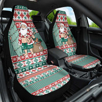 Hawaiian Funny Santa Surf Car Seat Cover Mele Kalikimaka Palaka Quilt Pattern - Polynesian Pride